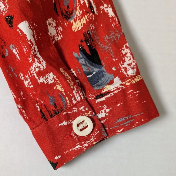 SPANNER Women's Button Down Jacket  Size 8  Orange Abstract  NWOT - Picture 5 of 6